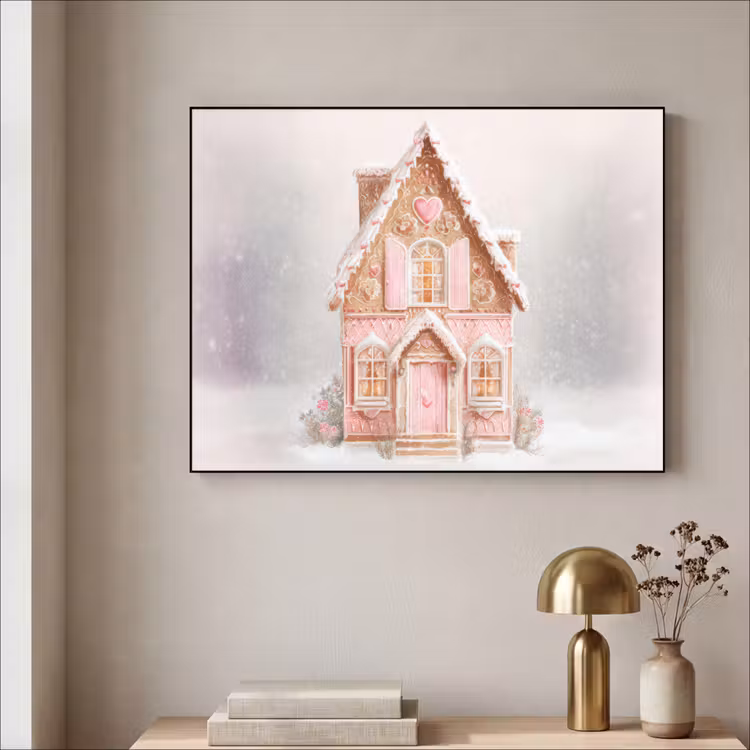 Huisje - Suiker - Pastel Textielframe zwart klein -sfeer2