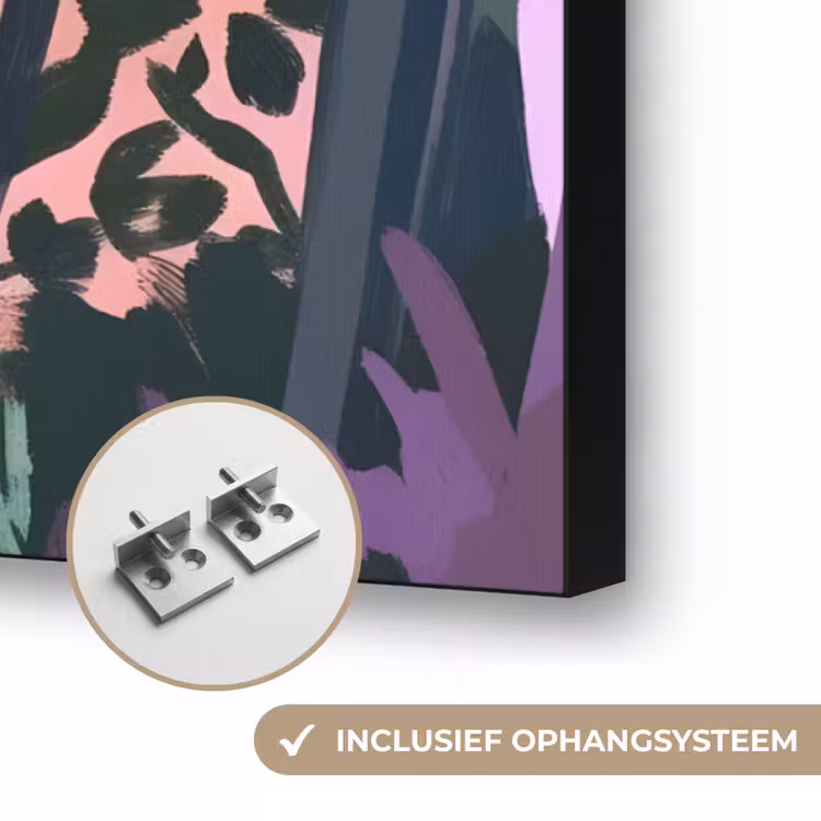Huizen - Minimalistisch - Palmbomen - Kust Textielframe zwart klein -USP_ophangsysteemNL