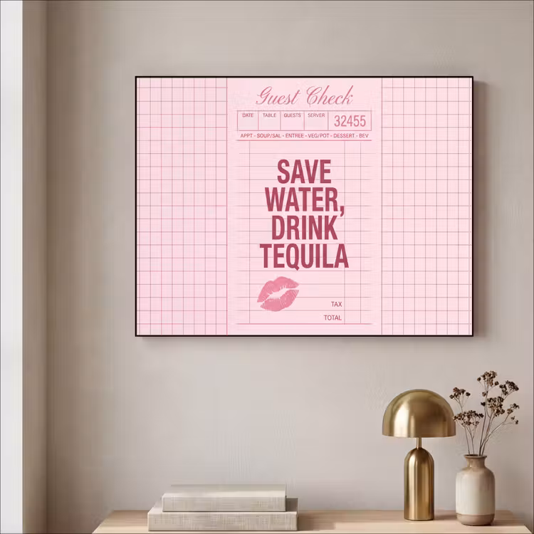 Humor - Drank - Tekst - Roze Textielframe zwart klein -sfeer2