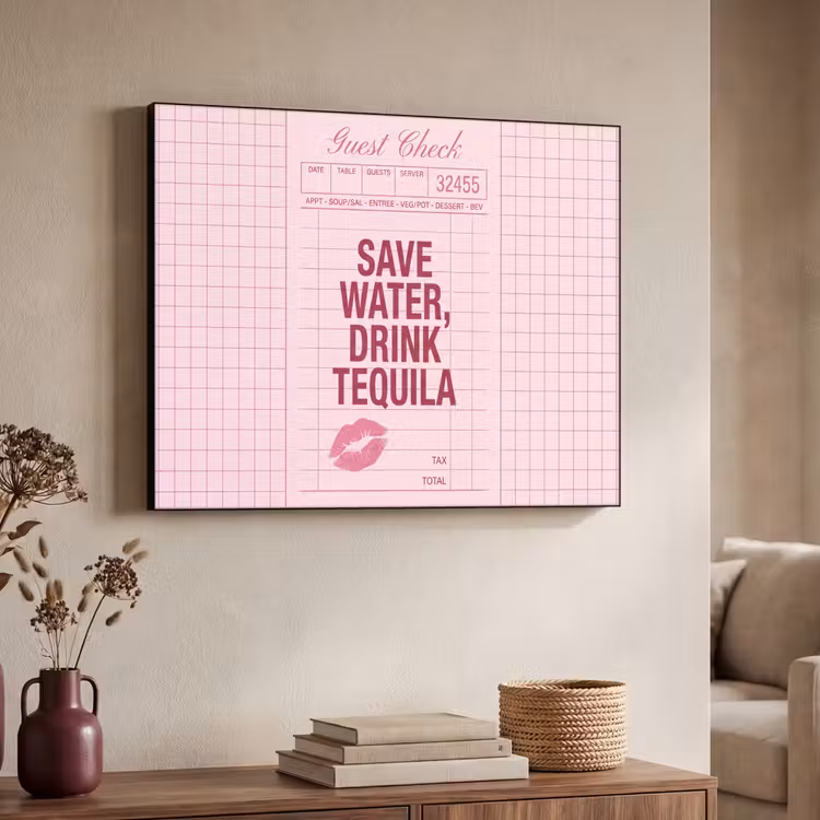 Humor - Drank - Tekst - Roze Textielframe zwart klein -sfeer3