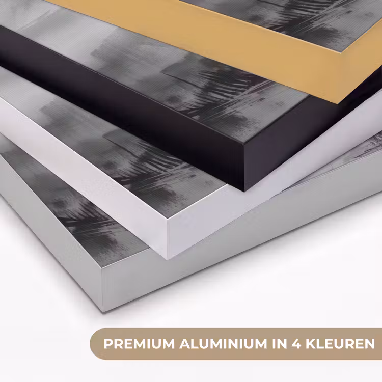 Hut - Grijs - Bergen - Mistig Textielframe zwart klein -USP_kleurenNL