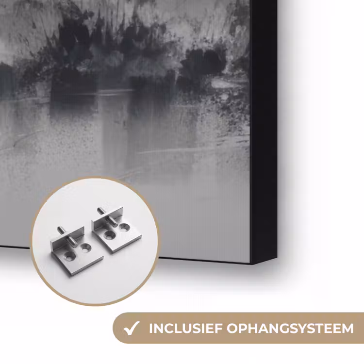 Hut - Grijs - Bergen - Mistig Textielframe zwart klein -USP_ophangsysteemNL
