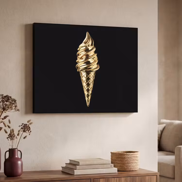 Ijs - Goud - Zwart - Eten Textielframe - compleet frame klein -sfeer3