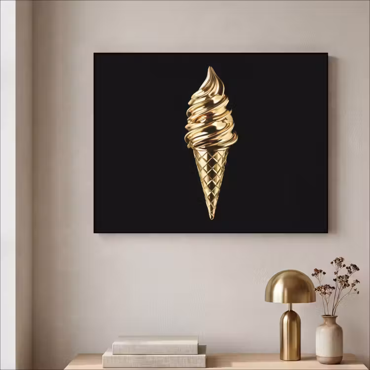 Ijs - Goud - Zwart - Eten Textielframe - compleet frame klein -sfeer2