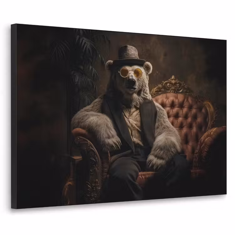 Ijsbeer - Hoed - Bril - Stoel Textielframe - compleet frame klein -3d
