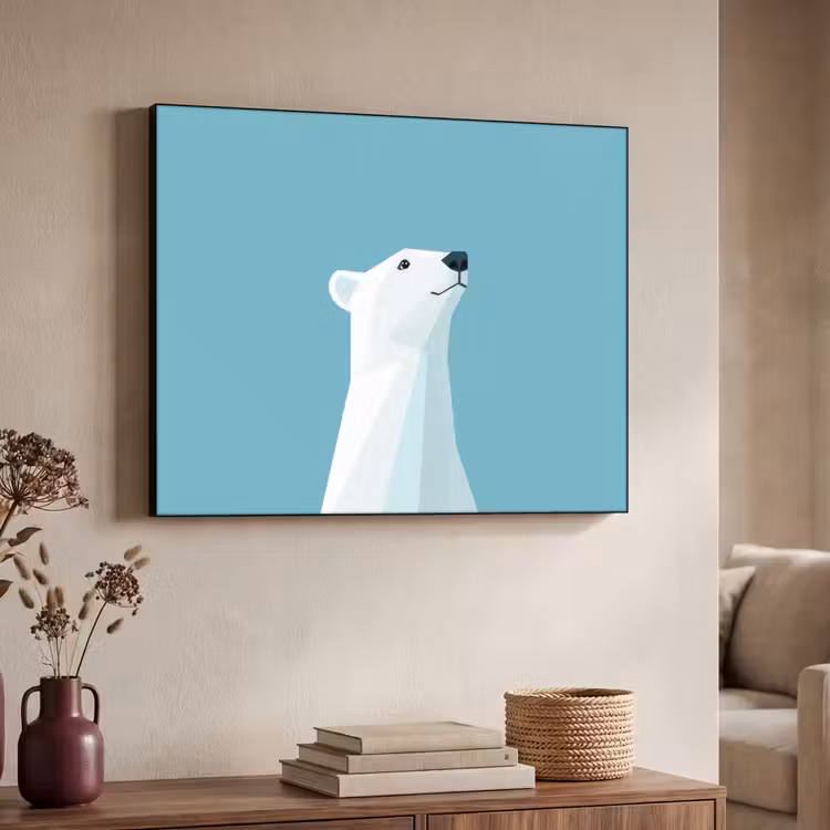 Ijsbeer - Lichtblauw - Minimalistisch Textielframe zwart klein -sfeer3