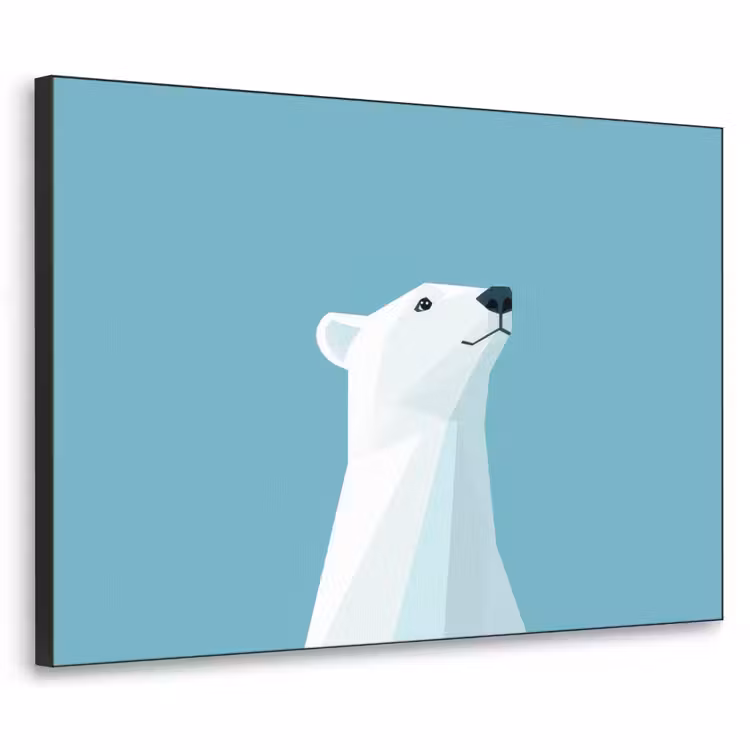 Ijsbeer - Lichtblauw - Minimalistisch Textielframe zwart klein -3d
