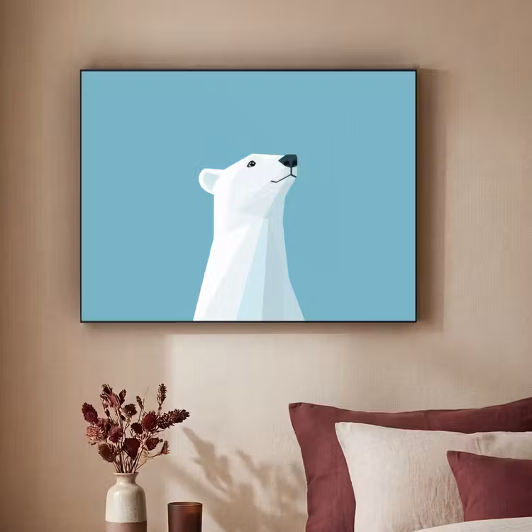 Ijsbeer - Lichtblauw - Minimalistisch Textielframe - compleet frame klein -sfeer1