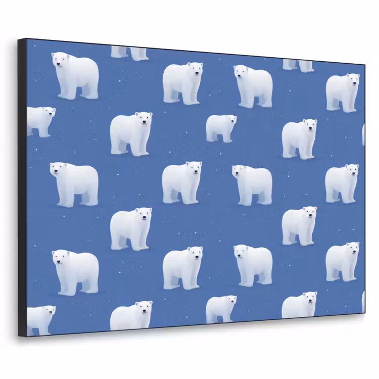 IJsbeer - Patroon - Blauw Textielframe zwart klein 947 -3d