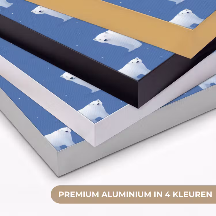 IJsbeer - Patroon - Blauw Textielframe zwart klein 947 -USP_kleurenNL