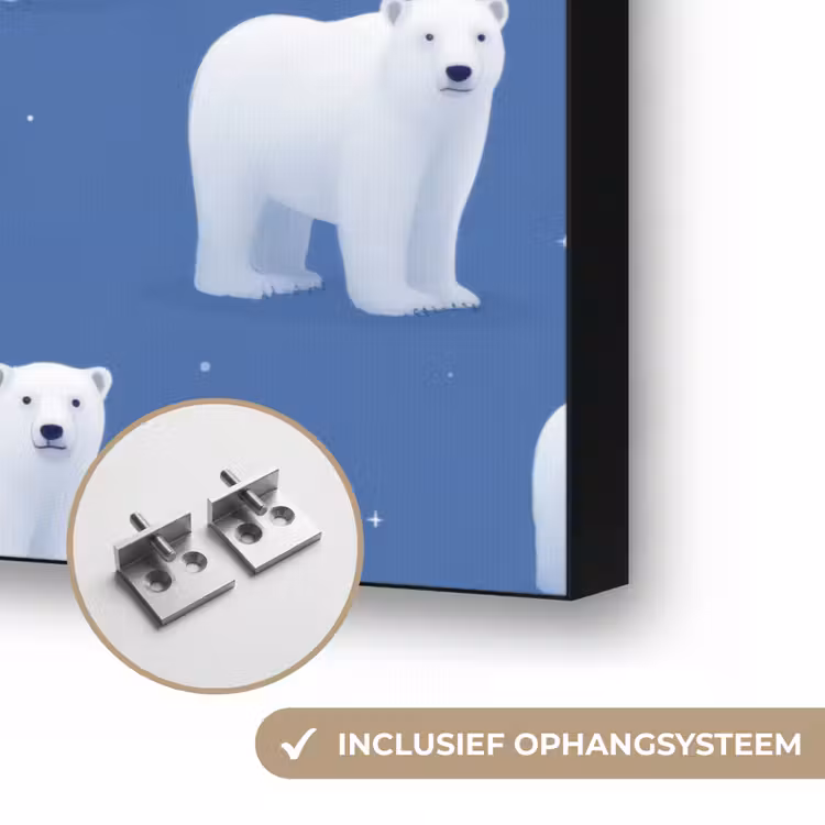IJsbeer - Patroon - Blauw Textielframe zwart klein 947 -USP_ophangsysteemNL