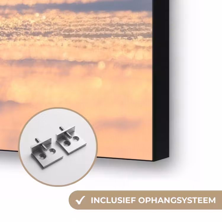 Ijsbeer - Sneeuw - Zonsopgang Textielframe zwart klein -USP_ophangsysteemNL