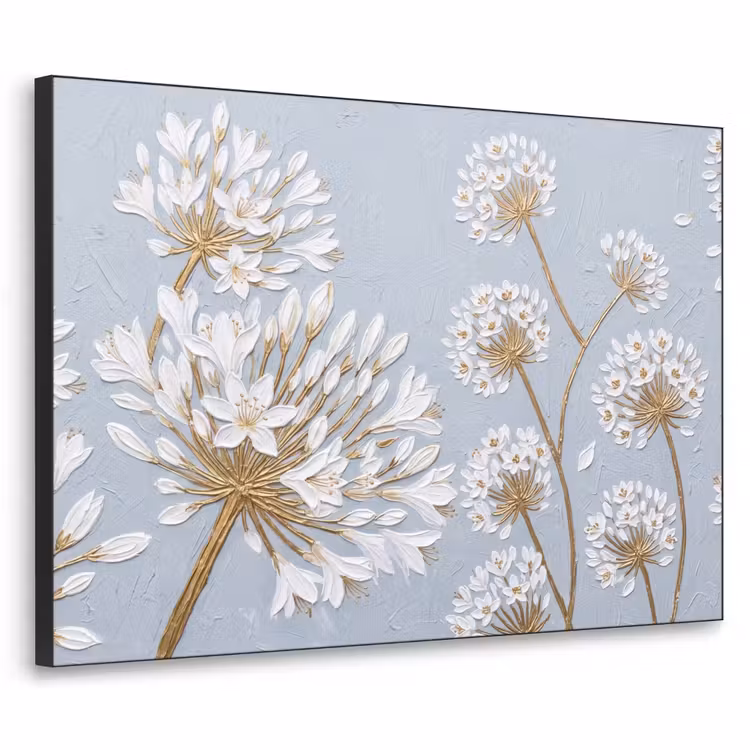Illustratie - Bloemen - Blauw Textielframe zwart klein -3d