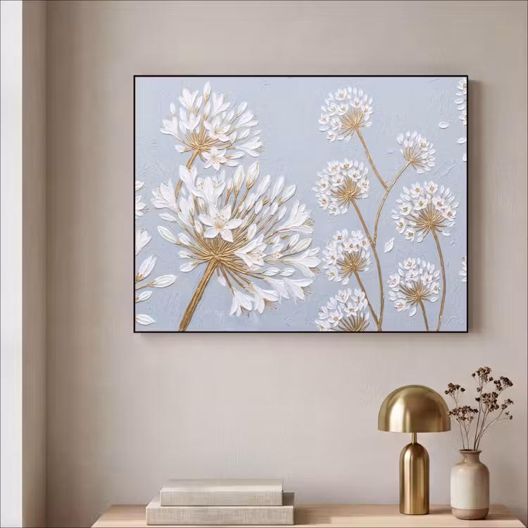 Illustratie - Bloemen - Blauw Textielframe zwart klein -sfeer2