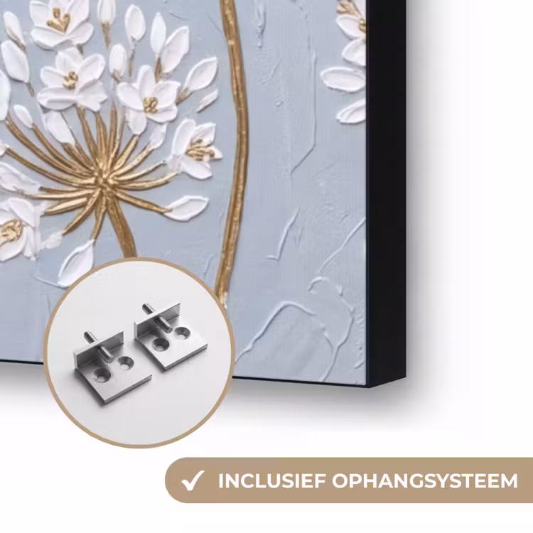 Illustratie - Bloemen - Blauw Textielframe zwart klein -USP_ophangsysteemNL