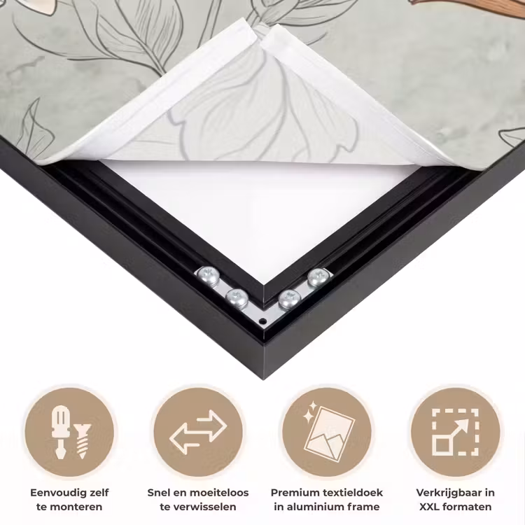 Illustratie - Bloemen - Groen Textielframe zwart klein -USP_closeupNL