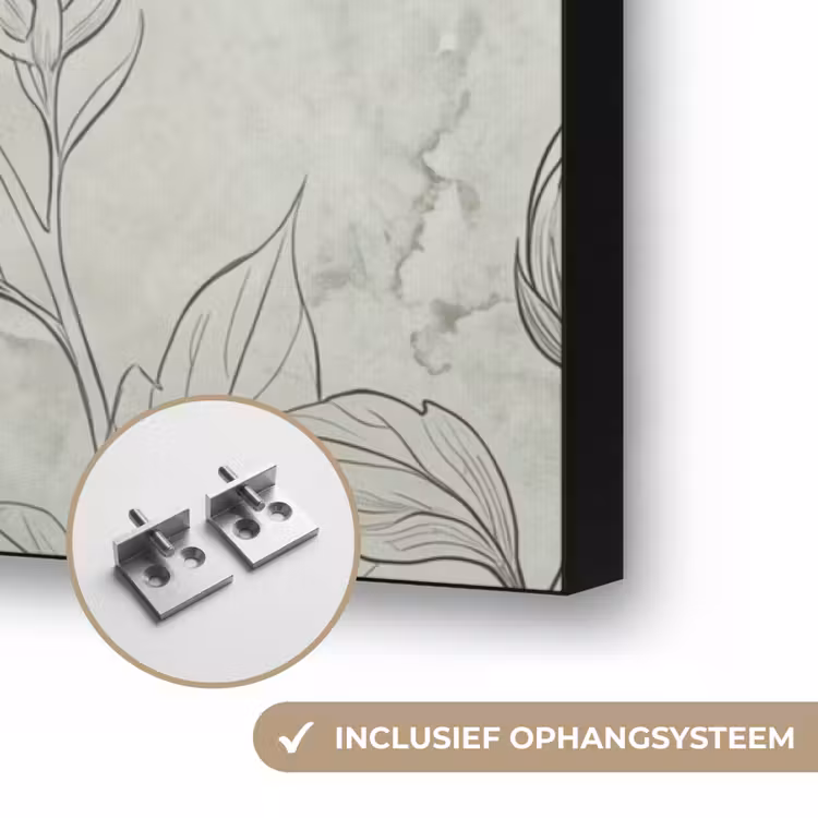 Illustratie - Bloemen - Groen Textielframe zwart klein -USP_ophangsysteemNL