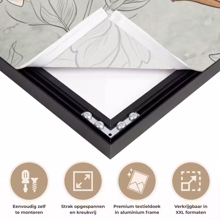 Illustratie - Bloemen - Groen Textielframe zwart klein -USP_feed_closeupNL