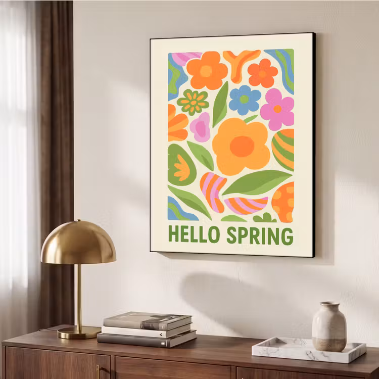 Illustratie - Bloemen - Quote - Kleurrijk Textielframe - compleet frame klein -sfeer3
