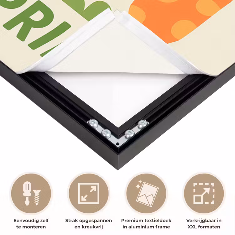 Illustratie - Bloemen - Quote - Kleurrijk Textielframe zwart klein -USP_feed_closeupNL