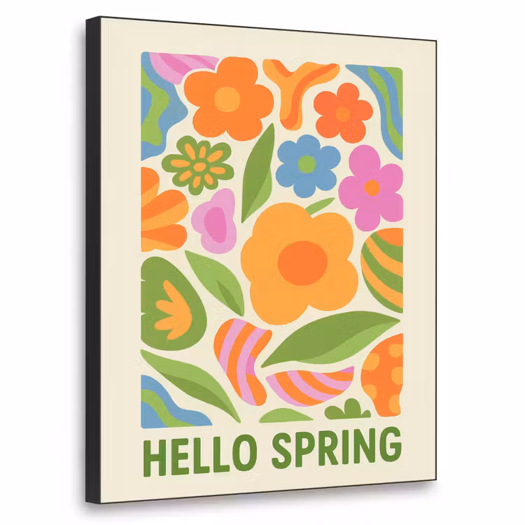 Illustratie - Bloemen - Quote - Kleurrijk Textielframe zwart klein -3d