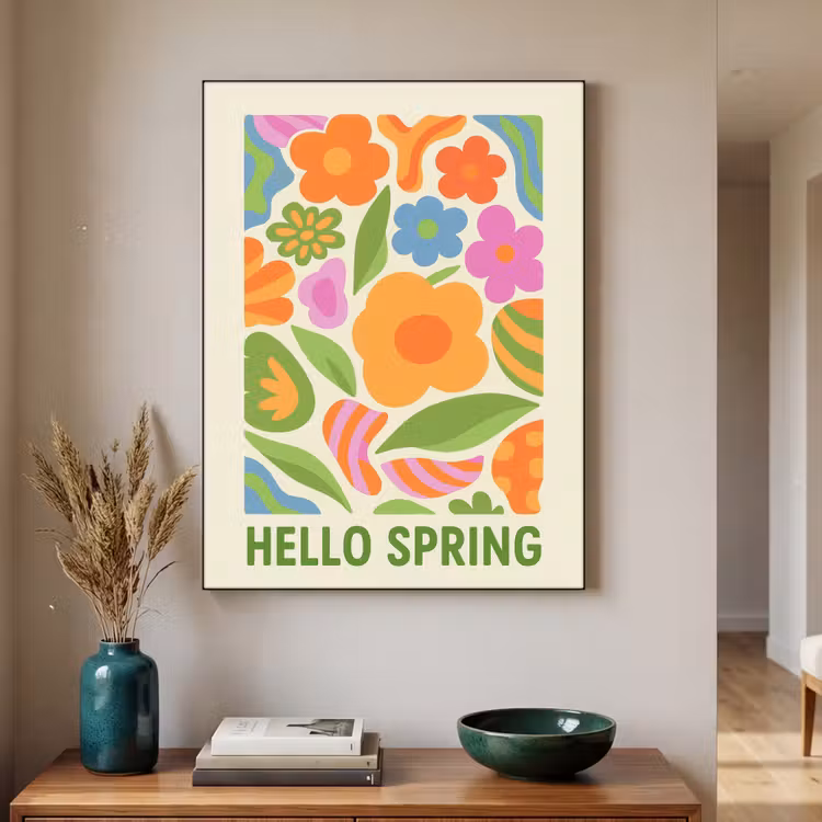 Illustratie - Bloemen - Quote - Kleurrijk Textielframe - compleet frame klein -sfeer1