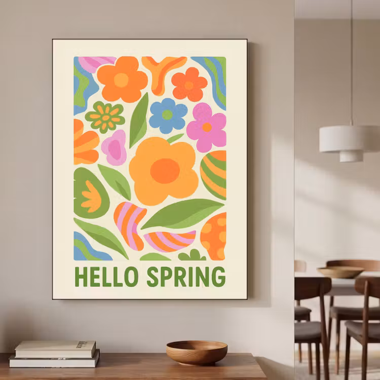 Illustratie - Bloemen - Quote - Kleurrijk Textielframe - compleet frame klein -sfeer2