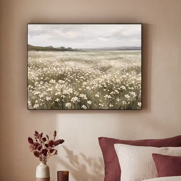Illustratie - Landschap - Wit Textielframe zwart klein -sfeer1