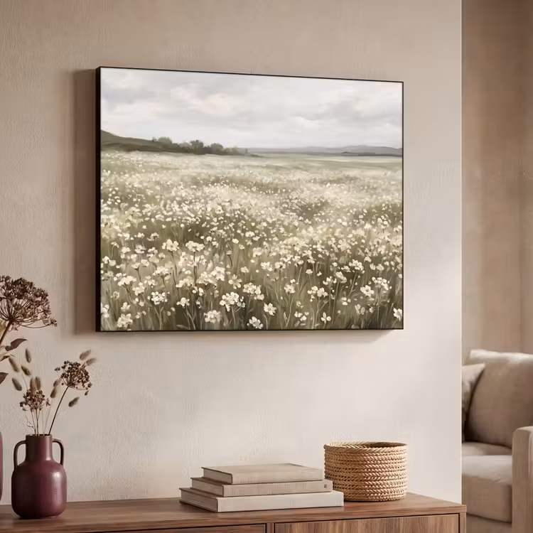 Illustratie - Landschap - Wit Textielframe zwart klein -sfeer3