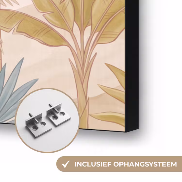 Illustratie - Palmbomen - Kleurrijk Textielframe zwart klein -USP_ophangsysteemNL