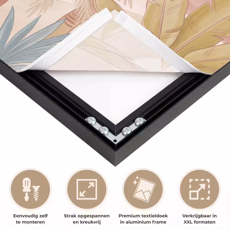 Illustratie - Palmbomen - Kleurrijk Textielframe zwart klein -USP_feed_closeupNL