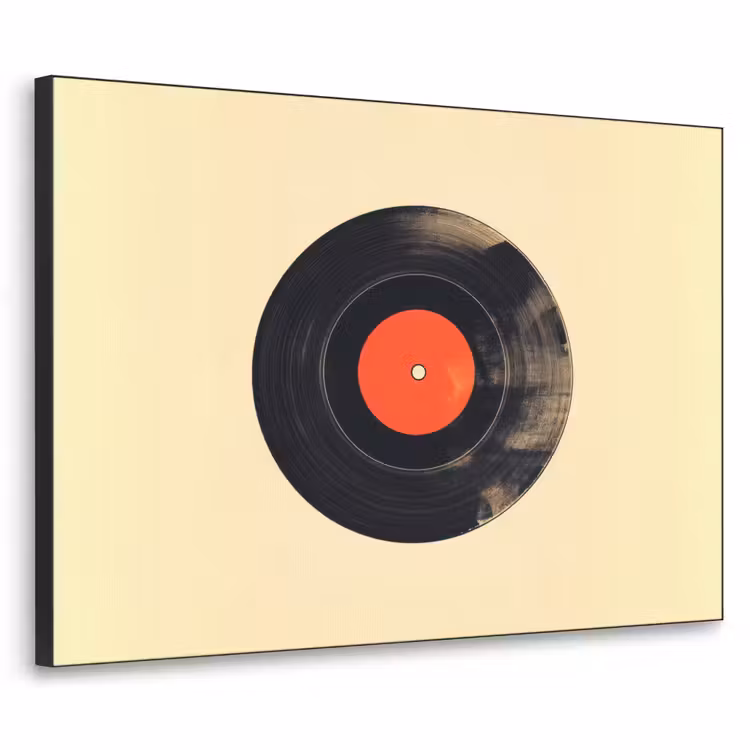 Illustratie - Vinylplaat - Beige - Vintage Textielframe - compleet frame klein -3d