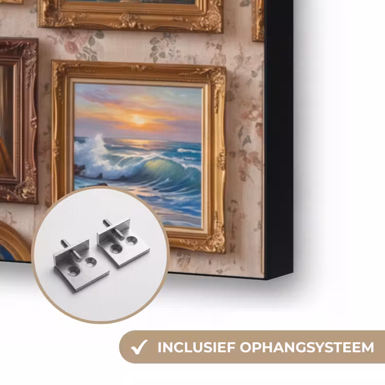 Interieur - Kunst - Collectie - Klassiek - Goud Textielframe zwart klein -USP_ophangsysteemNL