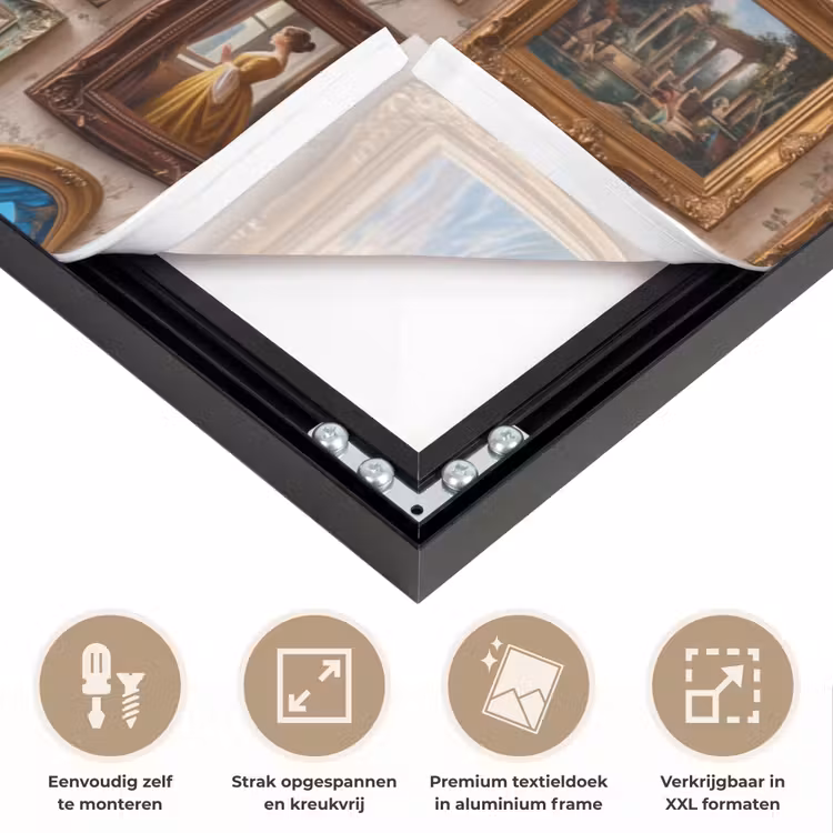 Interieur - Kunst - Collectie - Klassiek - Goud Textielframe zwart klein -USP_feed_closeupNL