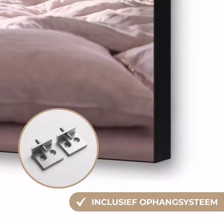Interieur - Zeezicht - Modern - Rust - Beige Textielframe zwart klein -USP_ophangsysteemNL