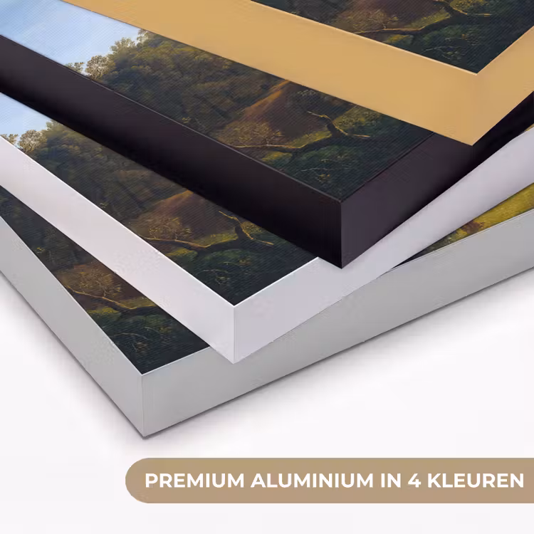 Italiaans landschap met parasoldennen - Kunst - Oude meesters Textielframe zwart klein -USP_kleurenNL
