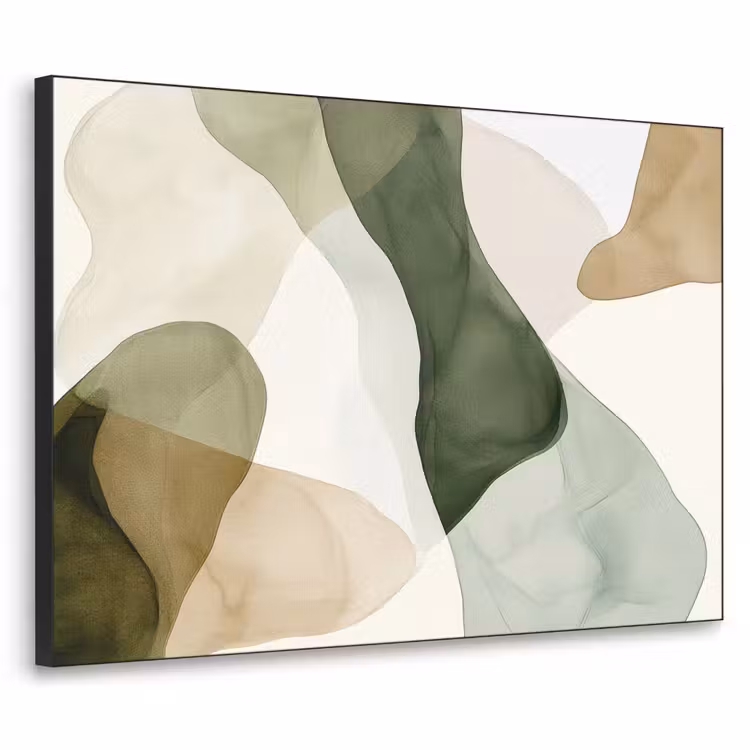 Japandi - Abstract - Groen Textielframe - compleet frame klein -3d
