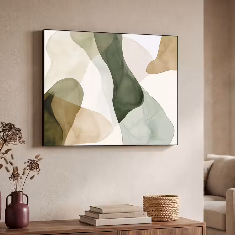 Japandi - Abstract - Groen Textielframe - compleet frame klein -sfeer3