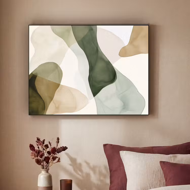 Japandi - Abstract - Groen Textielframe zwart klein -sfeer1