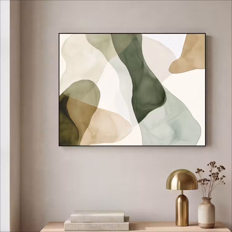 Japandi - Abstract - Groen Textielframe - compleet frame klein -sfeer2