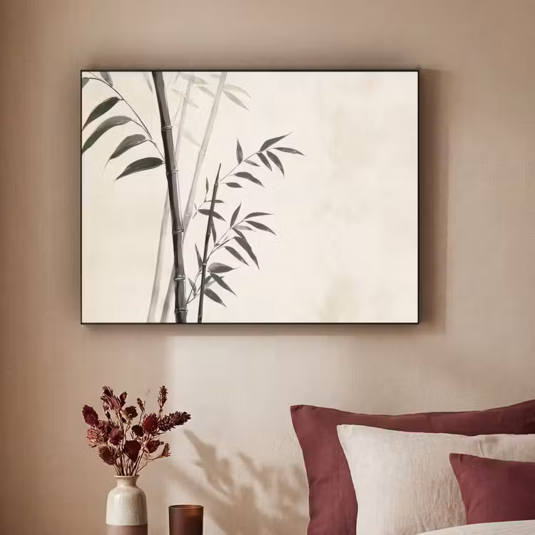 Japandi - Bamboe - Beige Textielframe zwart klein -sfeer1