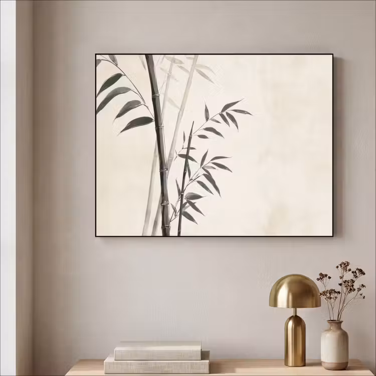 Japandi - Bamboe - Beige Textielframe zwart klein -sfeer2
