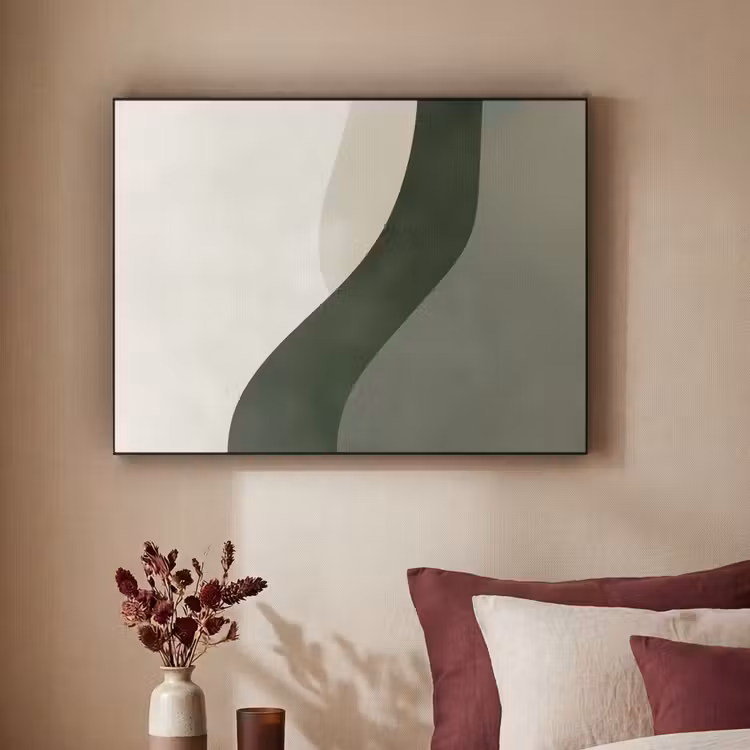 Japandi - Groen - Abstract - Modern Textielframe zwart klein -sfeer1
