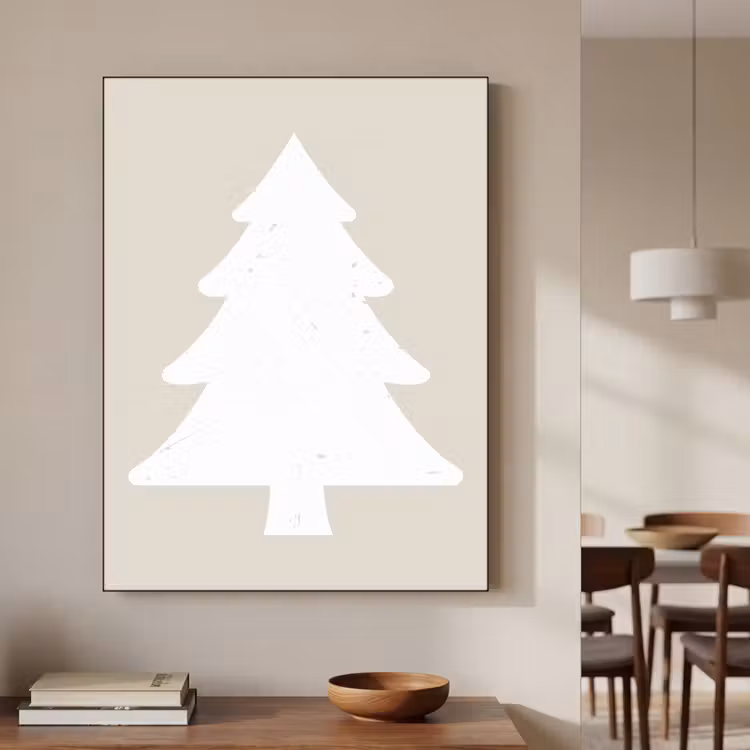 Japandi - Kerstboom - Beige - Kerstversiering Textielframe - compleet frame klein -sfeer2