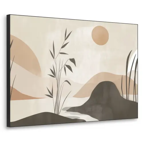 Japandi - Landschap - Beige Textielframe - compleet frame klein -3d