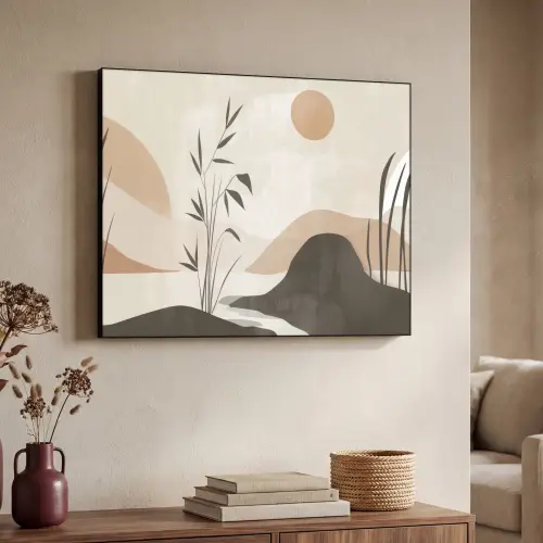Japandi - Landschap - Beige Textielframe - compleet frame klein -sfeer3