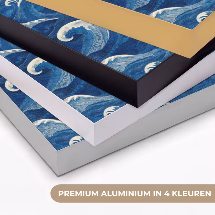 Japans - Oceaan - Golven - Blauw Textielframe zwart klein 947 -USP_kleurenNL