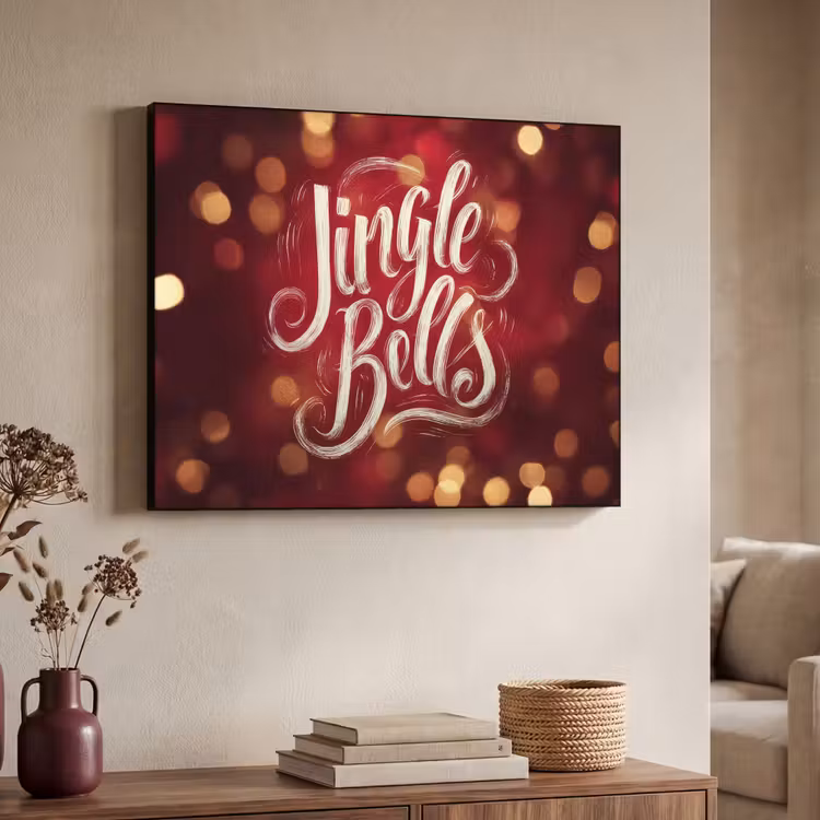 Jingle - Bells - Kerst - Rood Textielframe - compleet frame klein -sfeer3