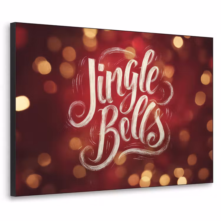 Jingle - Bells - Kerst - Rood Textielframe zwart klein -3d