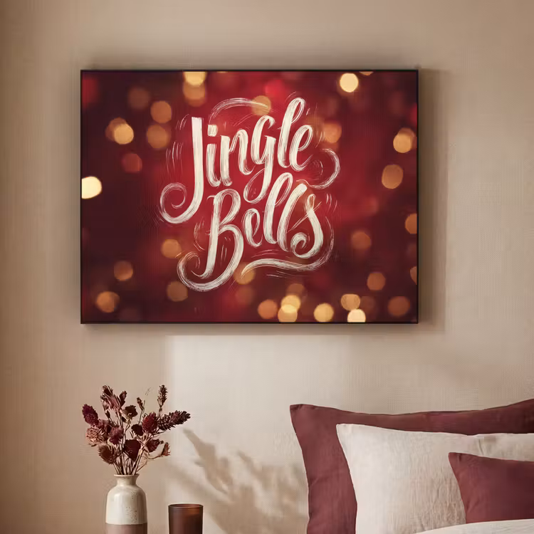 Jingle - Bells - Kerst - Rood Textielframe zwart klein -sfeer1